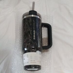 Stanley Black and Silver Tumbler with Straw